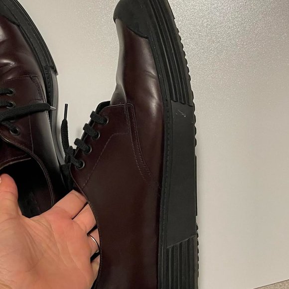 Prada Opaque Brown Leather Derby Shoes